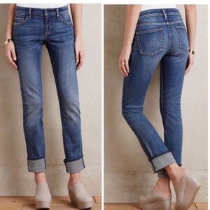 Anthropologie Straight Leg Jeans in Mid Blue Wash